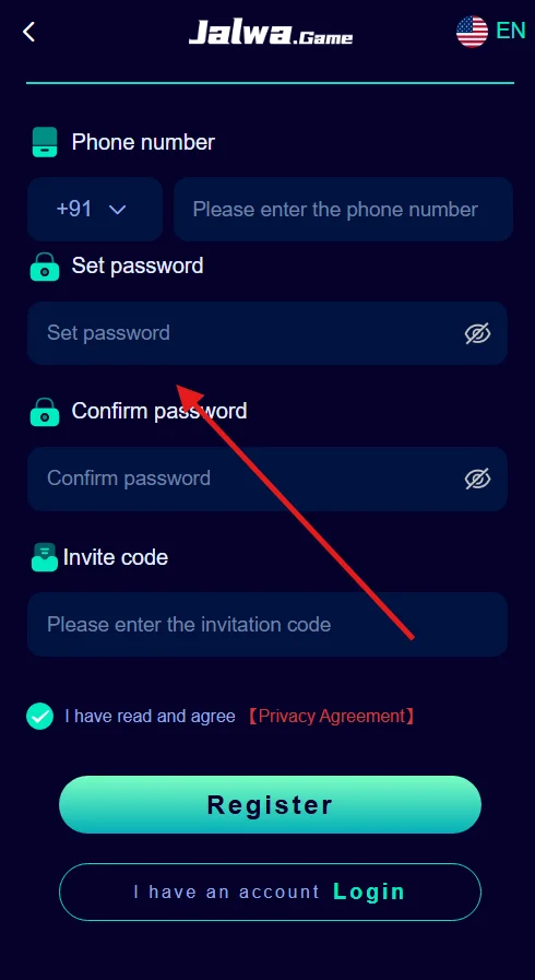 Add a password for registering